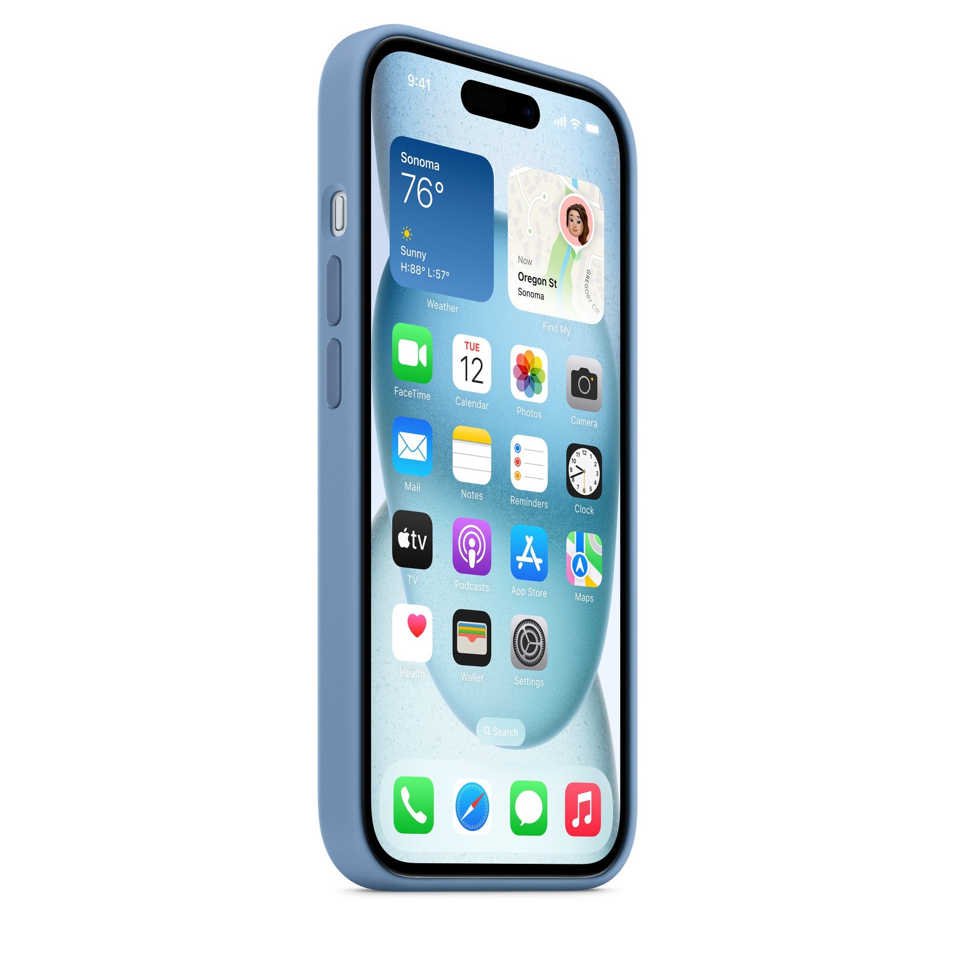 Apple iPhone 15 Plus Silikon Case mit Magsafe - Winterblau - Gadget Vibe GmbH
