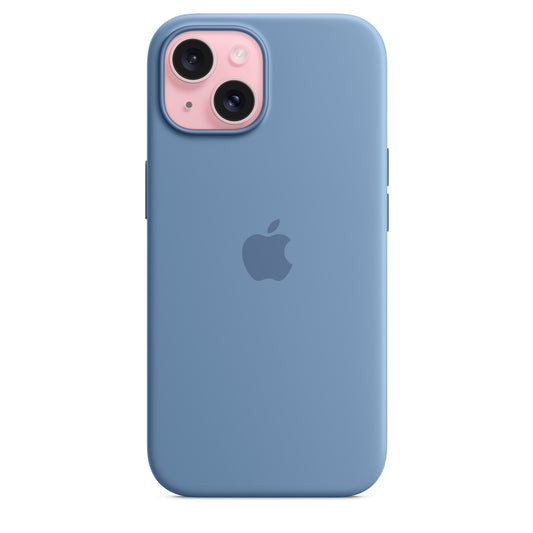 Apple iPhone 15 Plus Silikon Case mit Magsafe - Winterblau
