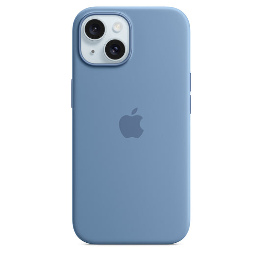 Apple iPhone 15 Plus Silikon Case mit Magsafe - Winterblau